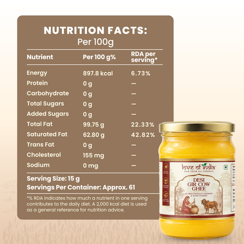 Love of India Desi Vedic Gir Cow Ghee made by Bilona method 500ml