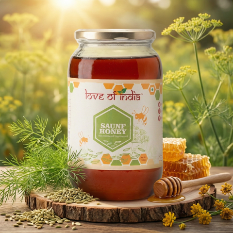 Saunf Honey (Fennel Raw Honey, Raw, Unfiltered, Unprocessed & Non-Pasteurised)
