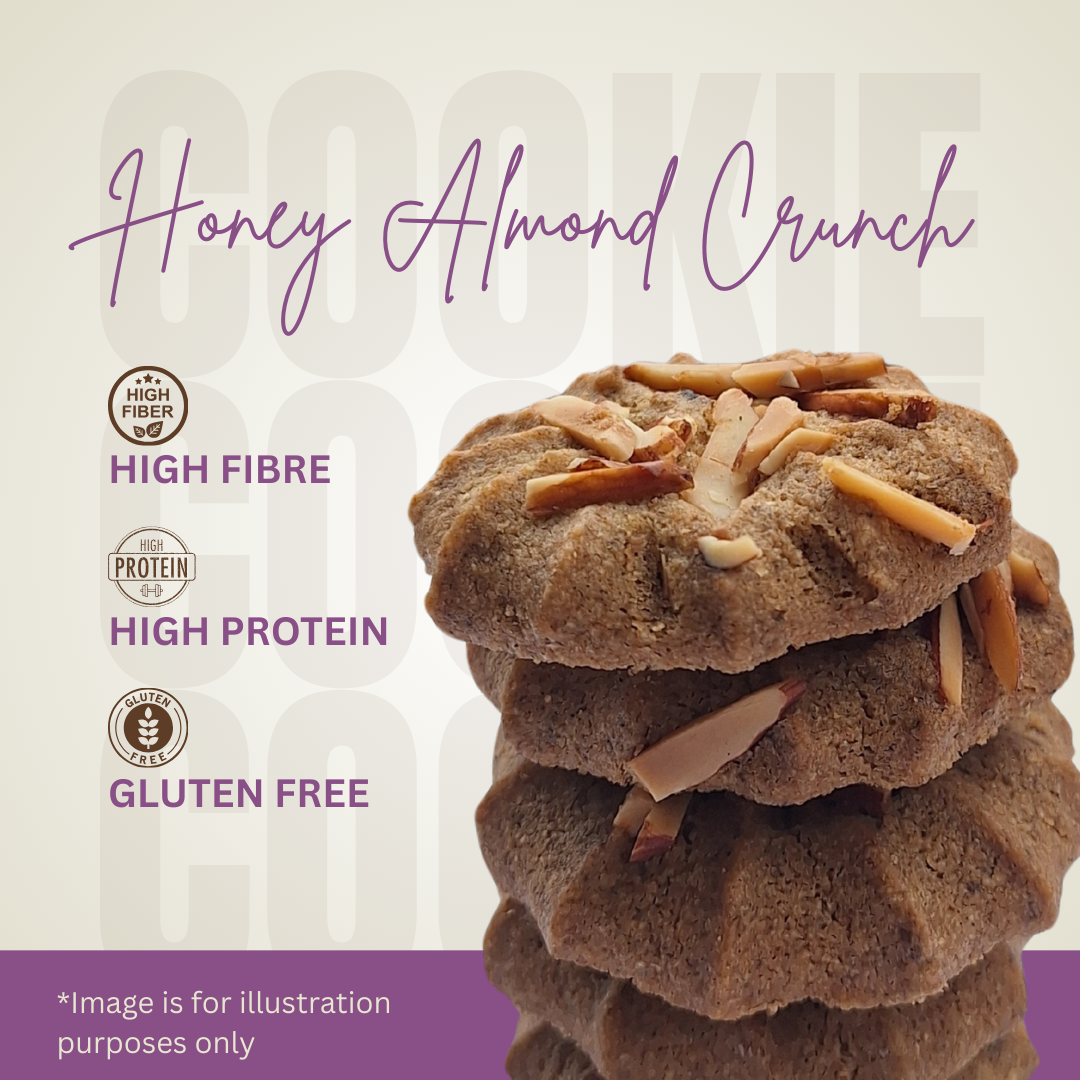 FitFibre Honey Almond Crunch Cookies | Gluten Free | No Maida | High Protein - 75gm