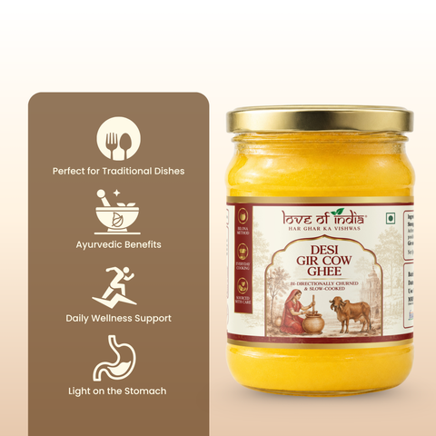 Love of India Desi Vedic Gir Cow Ghee made by Bilona method 500ml