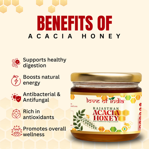 Rajasthan Acacia Honey 400g | 100% Pure– Light, Floral & Energy-Boosting