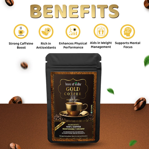 Love of India Gold Coffee - Rich Aroma | Instant Coffee | 10gm (5cups) Pack