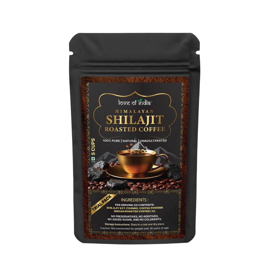 Himalayan Shilajit Roasted Premium Coffee | Rich Aroma & Energy Booster | 10g (5 Cups) Pack - Pack of 1
