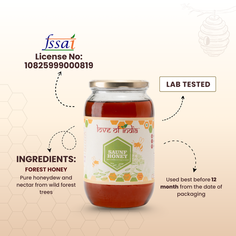 Saunf Honey (Fennel Raw Honey, Raw, Unfiltered, Unprocessed & Non-Pasteurised)