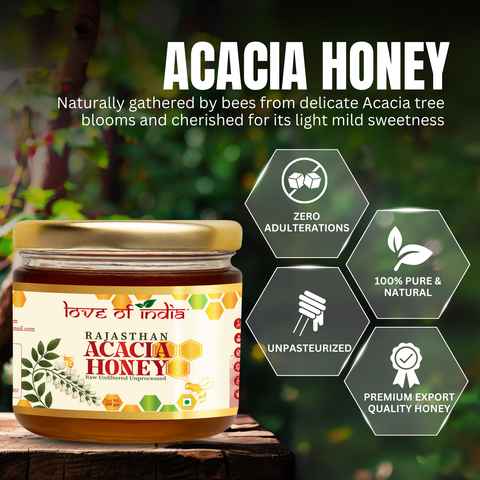Rajasthan Acacia Honey 400g | 100% Pure– Light, Floral & Energy-Boosting