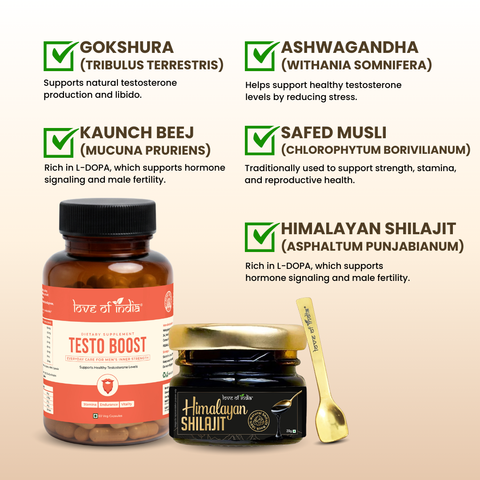 Pure Shilajit Resin + TestoBoost 60 Capsules - Vitality Combo