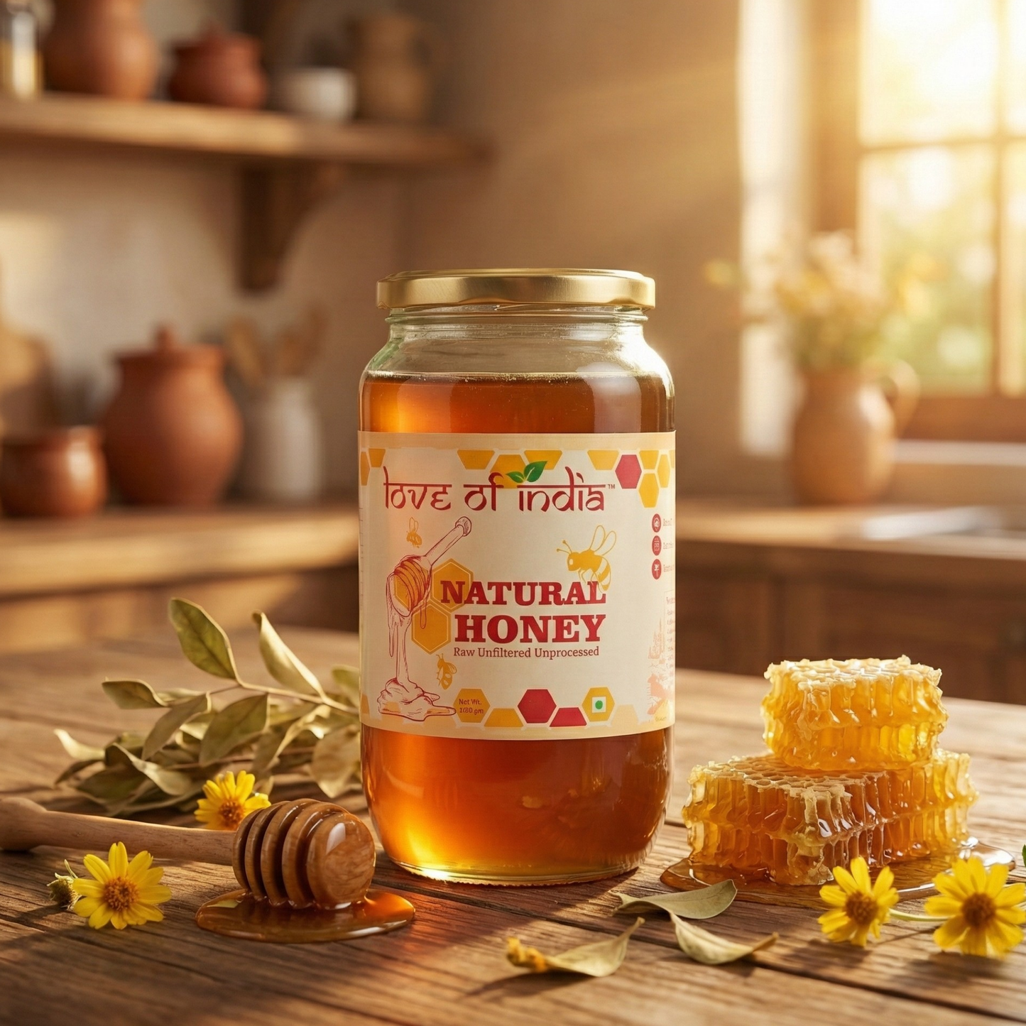 Natural Honey (Raw, Unfiltered, Unprocessed & Non-Pasteurised)