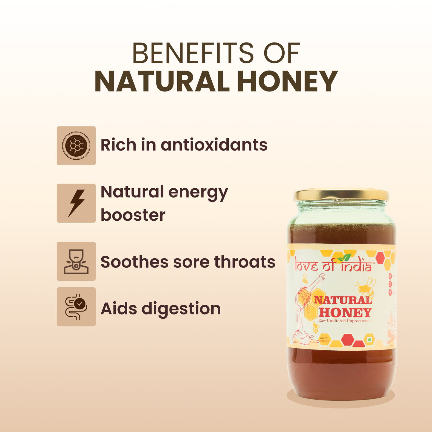 Natural Honey (Raw, Unfiltered, Unprocessed & Non-Pasteurised)