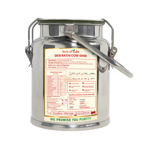 Desi Vedic Rathi Cow Ghee made by Bilona method | 5 Liter Desi Ghee Streel Can (Dolchi)