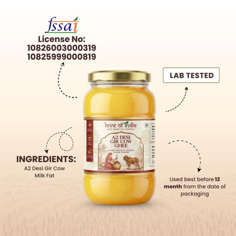 A2 Gir Cow Ghee – Bilona Method | Gujarat Sourced | 30 Litres of Milk, 1 Litre of Ghee