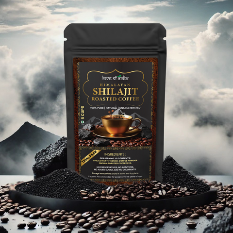Himalayan Shilajit Roasted Premium Coffee | Rich Aroma & Energy Booster | 10g (5 Cups) Pack