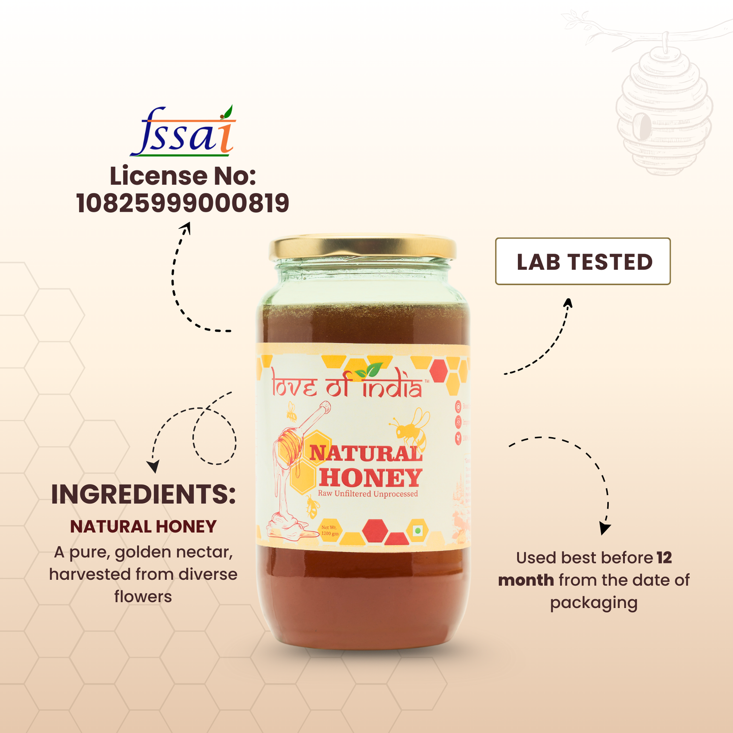 Natural Honey (Raw, Unfiltered, Unprocessed & Non-Pasteurised)