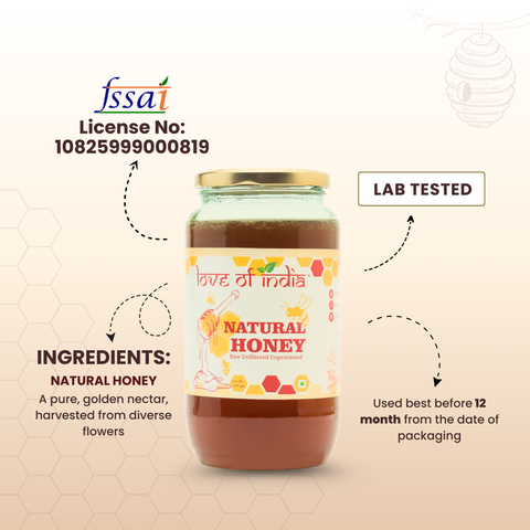 Natural Honey (Raw, Unfiltered, Unprocessed & Non-Pasteurised)
