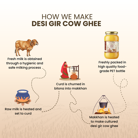 A2 Gir Cow Ghee – Bilona Method | Gujarat Sourced | 30 Litres of Milk, 1 Litre of Ghee