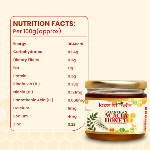 Rajasthan Acacia Honey 400g | 100% Pure– Light, Floral & Energy-Boosting
