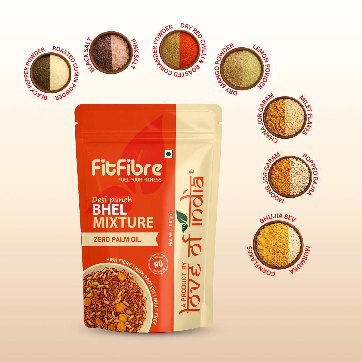 Desi Punch Bhel Mixture | High Fibre, High Protein Desi Snack