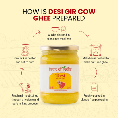 Love of India Desi Vedic Gir Cow Ghee made by Bilona method 500ml