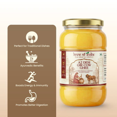 A2 Gir Cow Ghee – Bilona Method | Gujarat Sourced | 30 Litres of Milk, 1 Litre of Ghee
