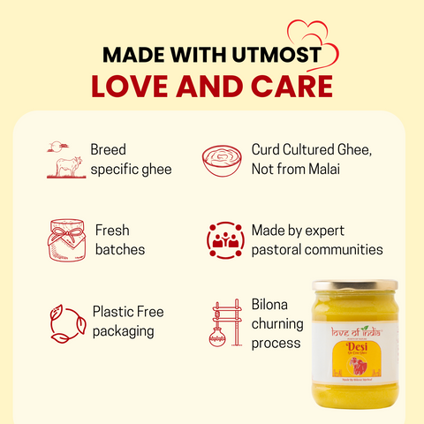 Love of India Desi Vedic Gir Cow Ghee made by Bilona method 500ml