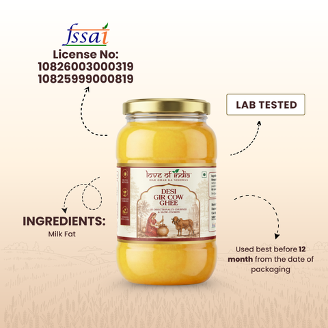 A2 Gir Cow Ghee – Bilona Method | Gujarat Sourced | 30 Litres of Milk, 1 Litre of Ghee