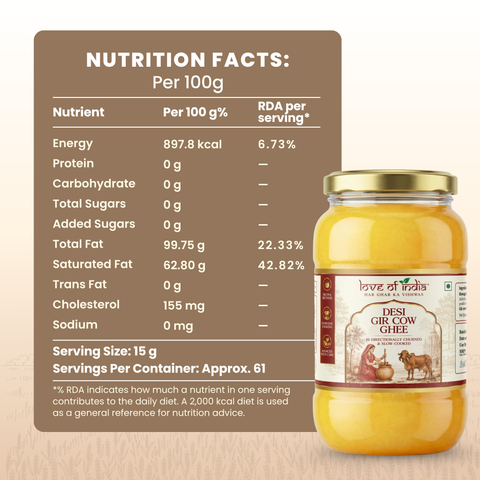 A2 Gir Cow Ghee – Bilona Method | Gujarat Sourced | 30 Litres of Milk, 1 Litre of Ghee