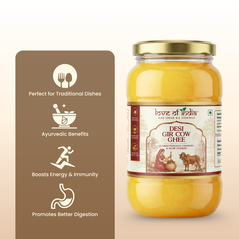 A2 Gir Cow Ghee – Bilona Method | Gujarat Sourced | 30 Litres of Milk, 1 Litre of Ghee