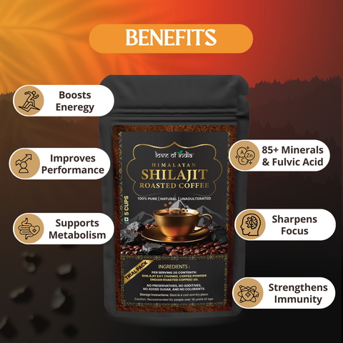 Himalayan Shilajit Roasted Premium Coffee Pack of 2 (10g each) | 10 cups