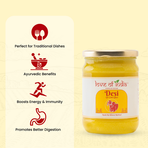 Love of India Desi Vedic Gir Cow Ghee made by Bilona method 500ml