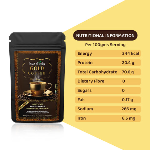 Love of India Gold Coffee - Rich Aroma | Instant Coffee | 10gm (5cups) Pack