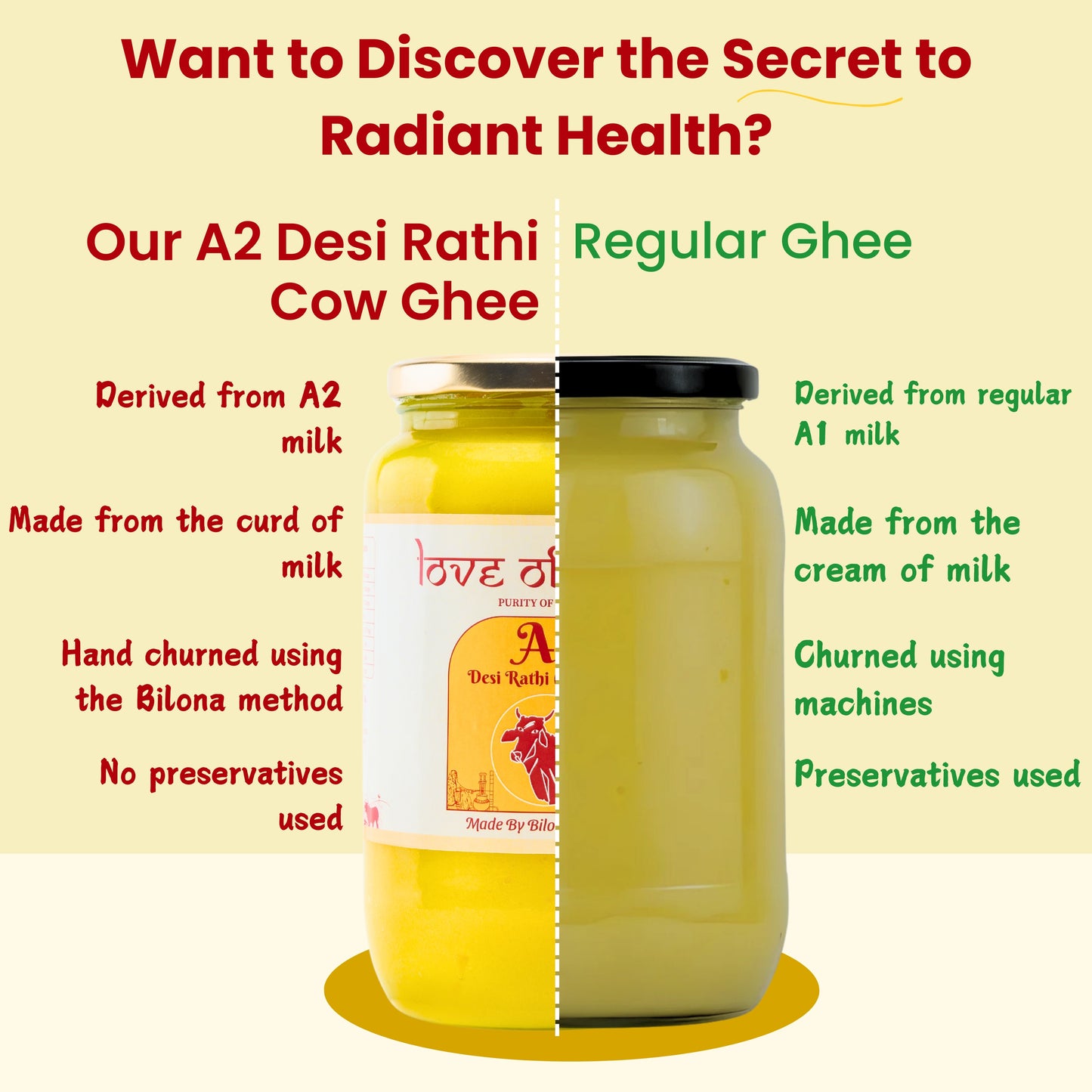 A2 Desi Vedic Rathi Cow Ghee 500ml with FREE Forest Honey 200gm