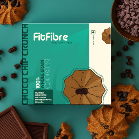 Choco Chip Crunch Cookies | Gluten Free | No Maida | High Protein Snack - 130gm