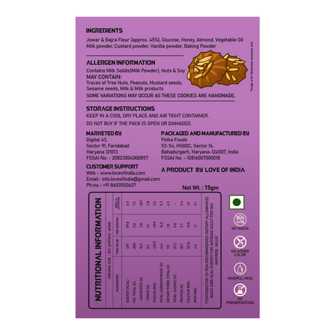 Honey Almond Crunch Cookies | Gluten Free | No Maida | High Protein - 75gm