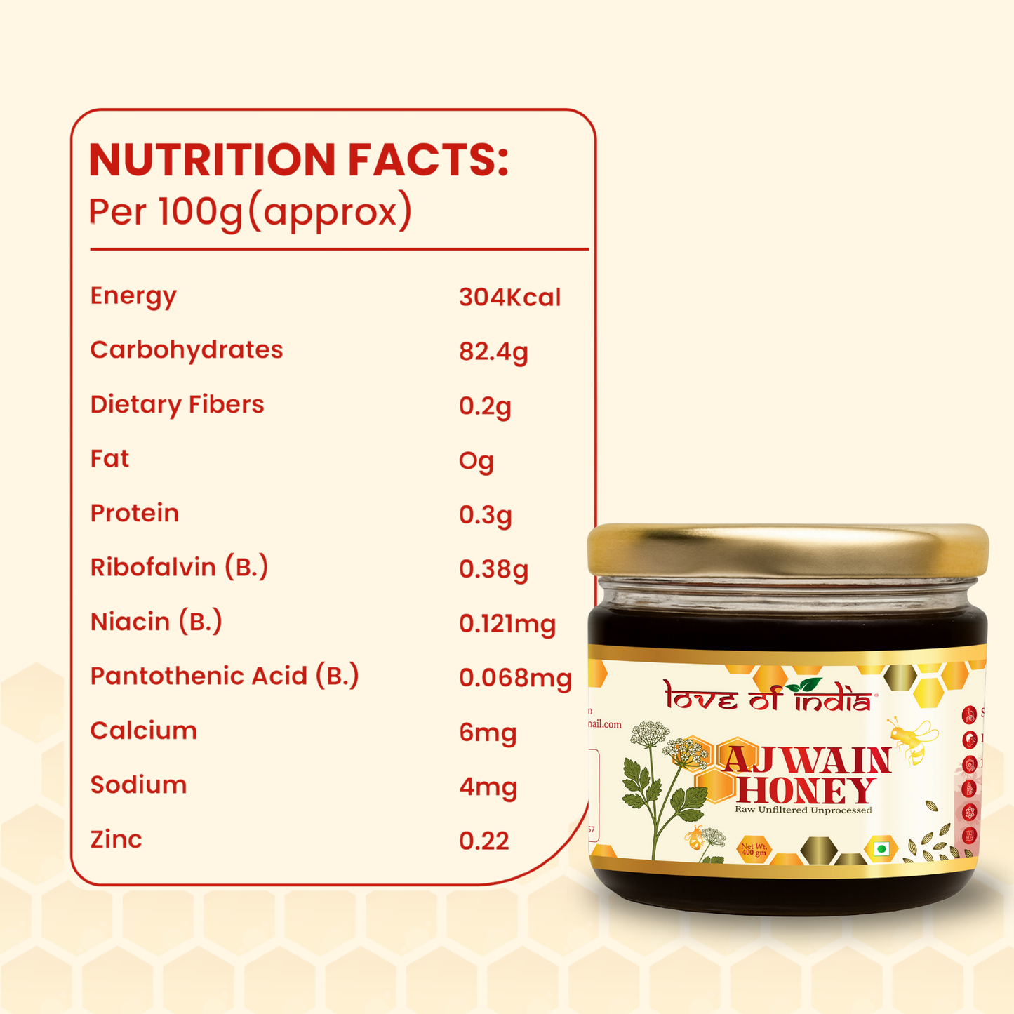 Ajwain Honey 400g | 100% Pure – Aids Digestion & Relieves Cough