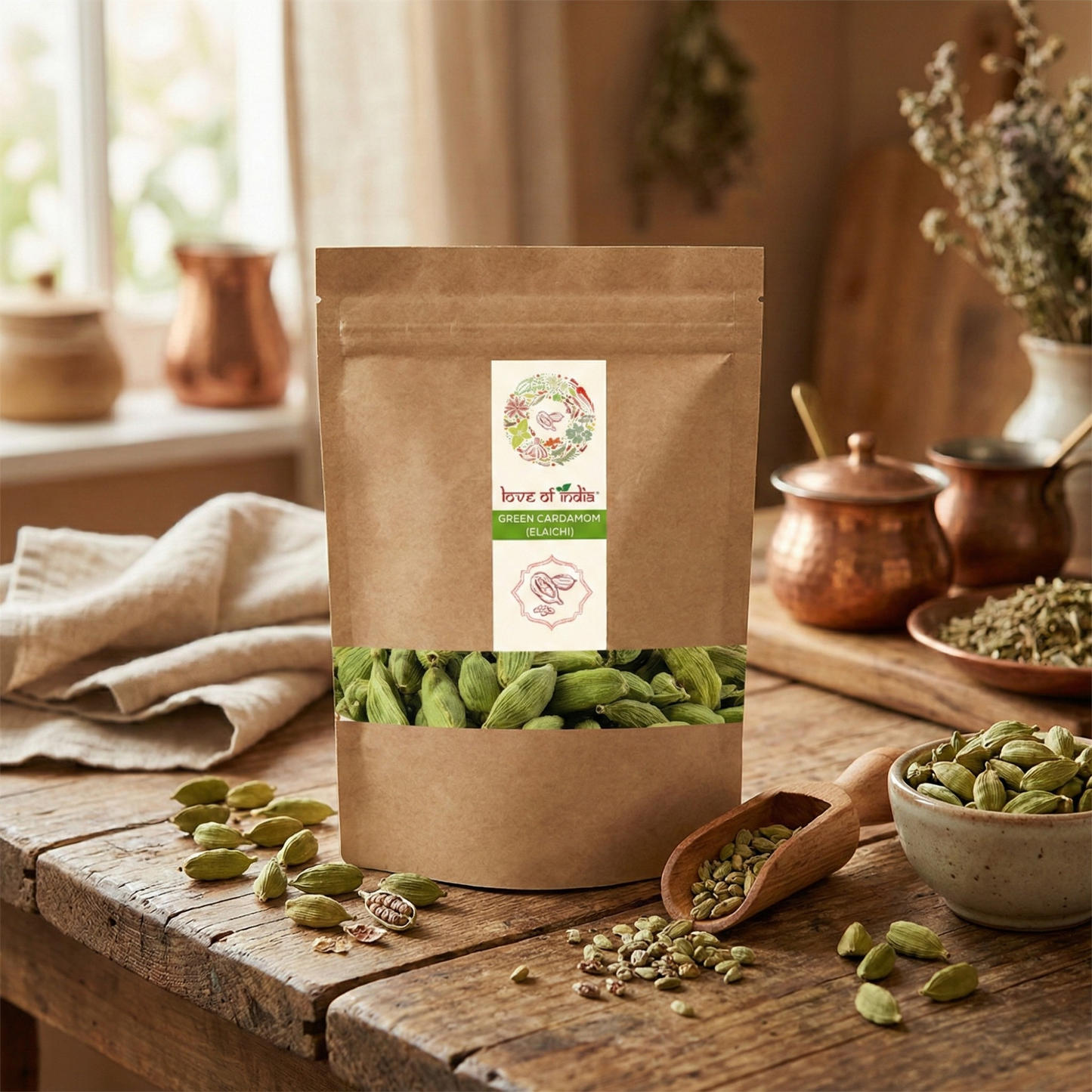 Organically Grown Green Cardamom (Elaichi) 7mm+ | Kerala (Idduki) | Premium Export Quality