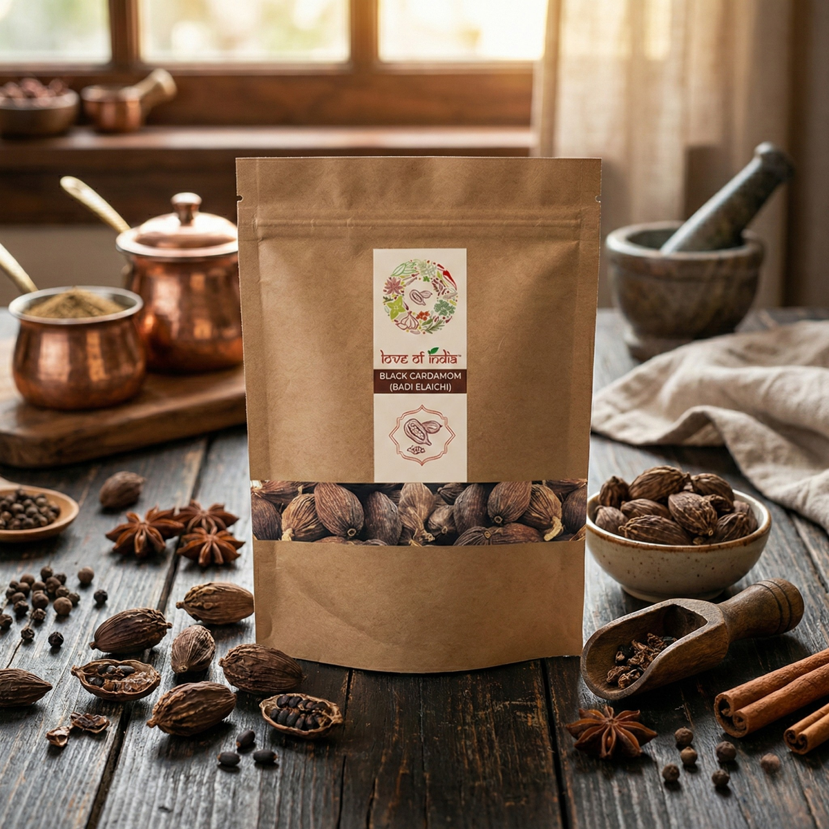 Organically Grown Black Cardamom (Badi Elaichi) | Kerala (Idduki) | Premium Export Quality - 50gm