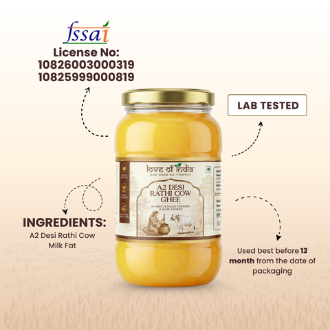 A2 Rathi Cow Ghee – Bilona Method | 30 Litres of Milk, 1 Litre of Ghee