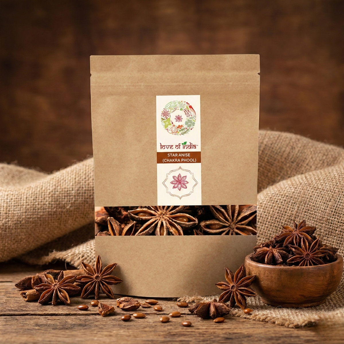 Organically Grown Star Anise (Chakra Phool) | Premium Export Quality and Natural Flavor - 25gm