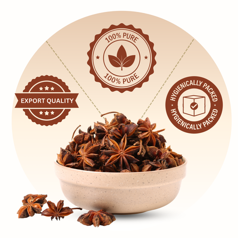 Organically Grown Star Anise (Chakra Phool) | Premium Export Quality and Natural Flavor