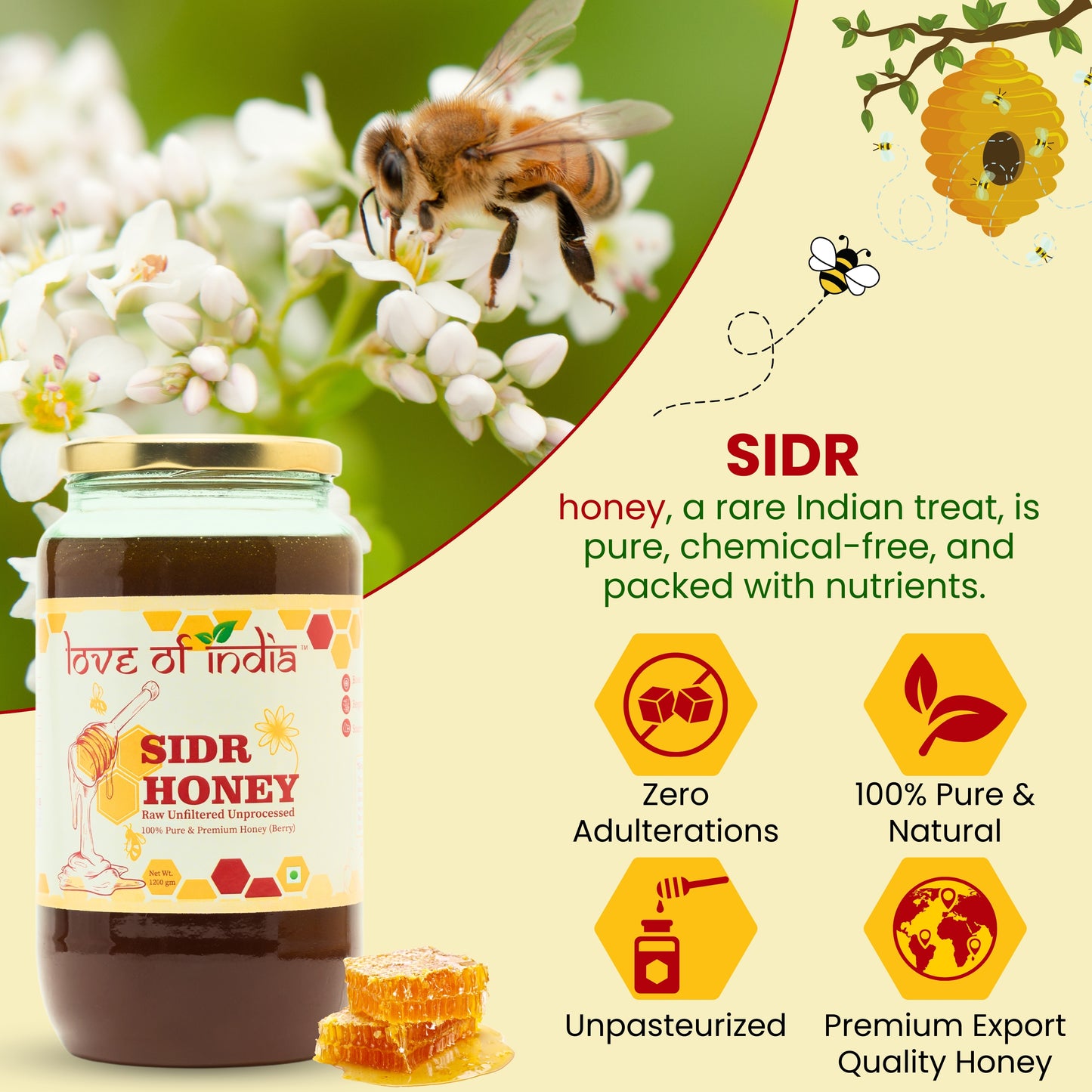 SIDR Honey (Raw, Unprocessed, Unfiltered, Pure & Premium Honey) Jujube Berry