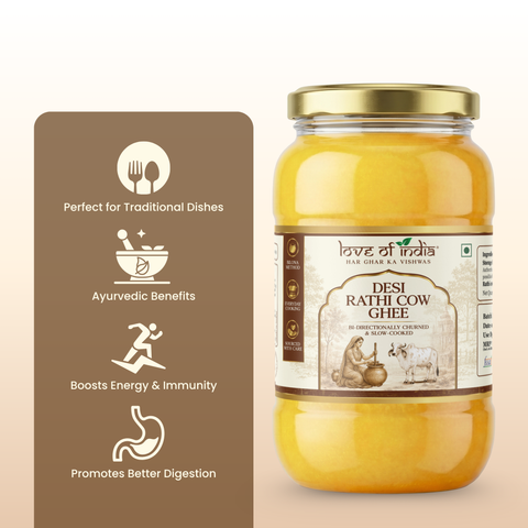 A2 Rathi Cow Ghee – Bilona Method | 30 Litres of Milk, 1 Litre of Ghee