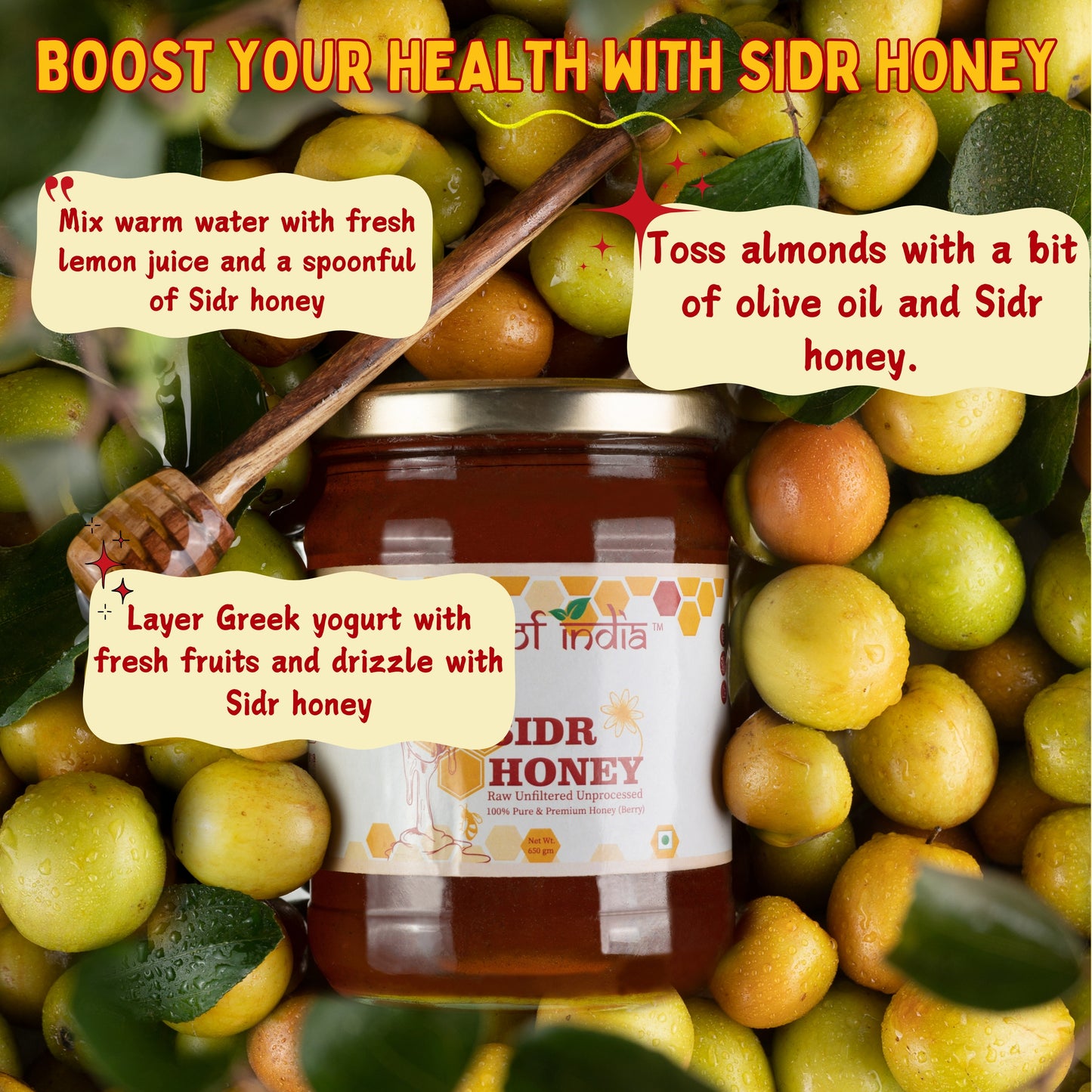 SIDR Honey (Raw, Unprocessed, Unfiltered, Pure & Premium Honey) Jujube Berry