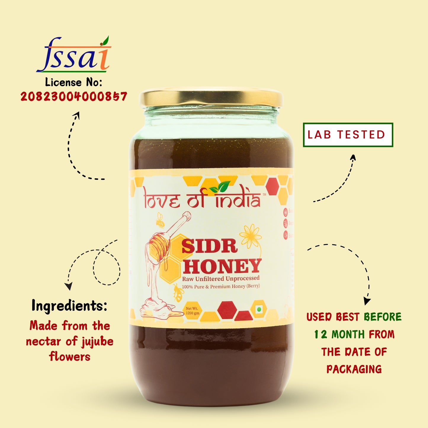 SIDR Honey (Raw, Unprocessed, Unfiltered, Pure & Premium Honey) Jujube Berry