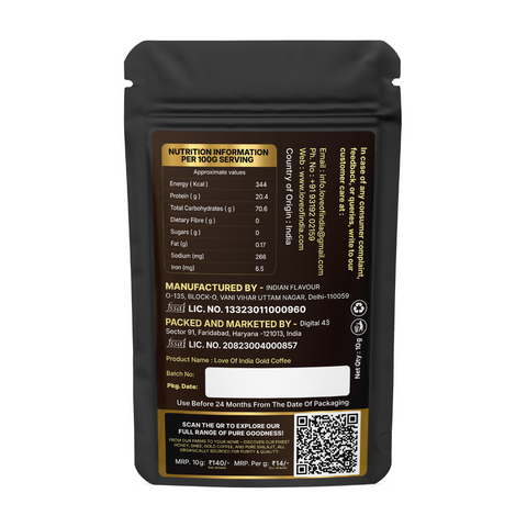 Love of India Gold Coffee - Rich Aroma | Instant Coffee | 10gm (5cups) Pack
