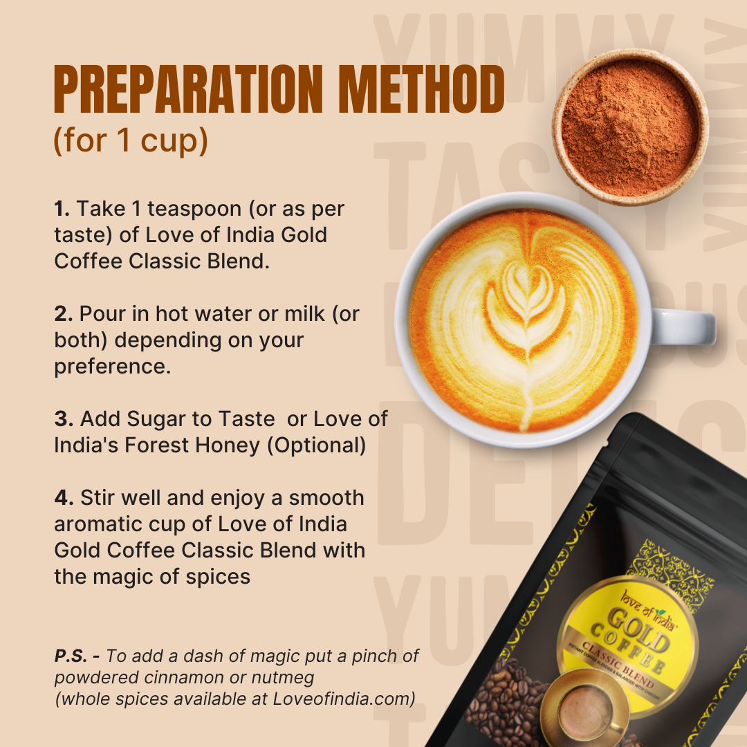 Love of India Gold Coffee – Classic Blend | Instant Coffee 50gm