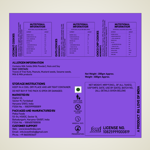 Cookie Gift Box – Oats, Coconut & Choco Chip Cookies (8 Pcs Each)