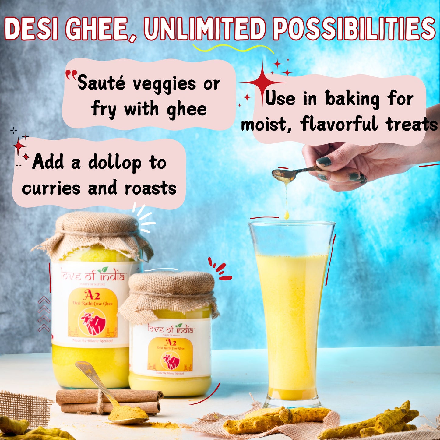 A2 Desi Vedic Rathi Cow Ghee 500ml with FREE Forest Honey 200gm