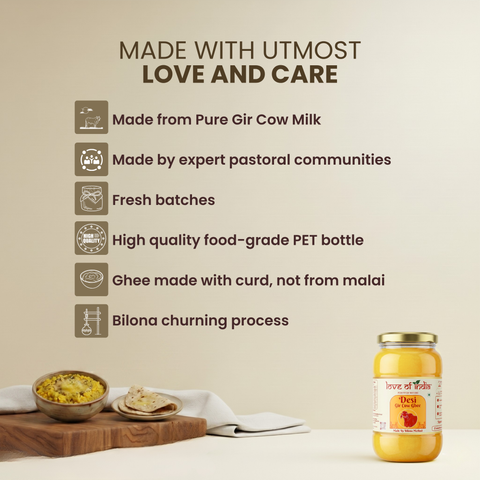 A2 Gir Cow Ghee – Bilona Method | Gujarat Sourced | 30 Litres of Milk, 1 Litre of Ghee