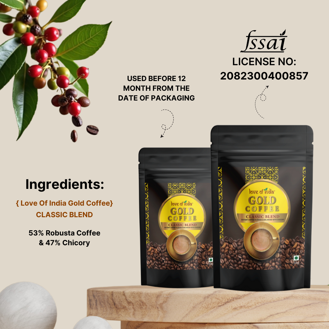 Love of India Gold Coffee – Classic Blend | Instant Coffee 50gm