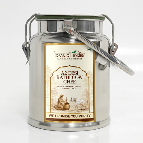 Desi Vedic Rathi Cow Ghee made by Bilona method | 5 Liter Desi Ghee Streel Can (Dolchi)