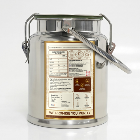 Desi Vedic Rathi Cow Ghee made by Bilona method | 5 Liter Desi Ghee Streel Can (Dolchi)